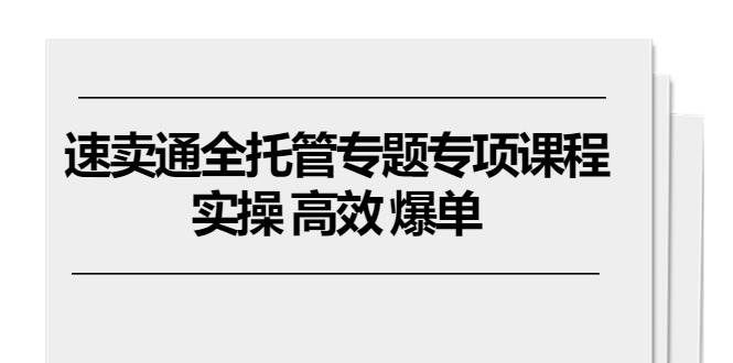 （10917期）速卖通 全托管专题专项课程，实操 高效 爆单（11节课）-宇文网创
