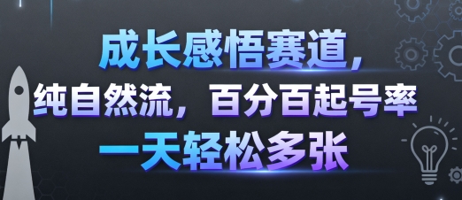 成长感悟赛道，纯自然流，百分百起号率 一天轻松多张-宇文网创