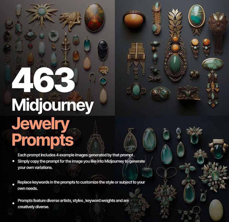 图片[2]-460+专业Midjourney珠宝摄影AI提示词戒指，项链-耳环-手链-宝石等，立即开始创作珠宝艺术-宇文网创