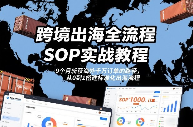 跨境出海全流程全盘托出SOP实战教程，9个月斩获海外千万订单的路径，从0到1搭建标准化出海流程-宇文网创