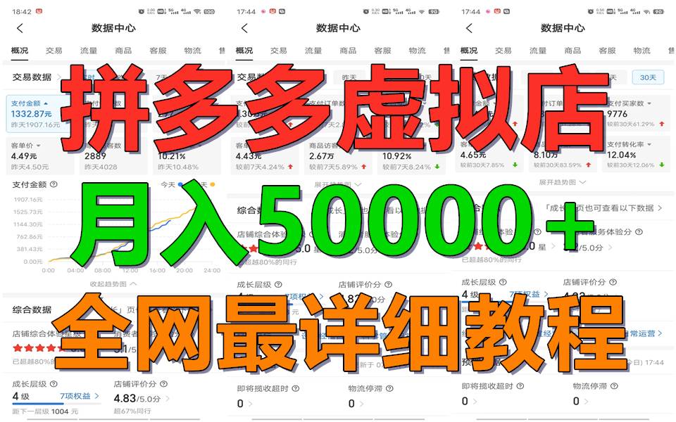 拼多多虚拟电商训练营月入50000+你也行，暴利稳定长久，副业首选-宇文网创