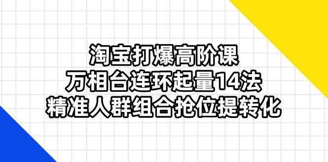 （14298期）淘宝打爆高阶课：万相台连环起量14法，精准人群组合抢位提转化-宇文网创