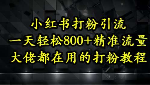 小红书打粉引流，一天轻松500+精准流量，大佬都在用的打粉教程-宇文网创