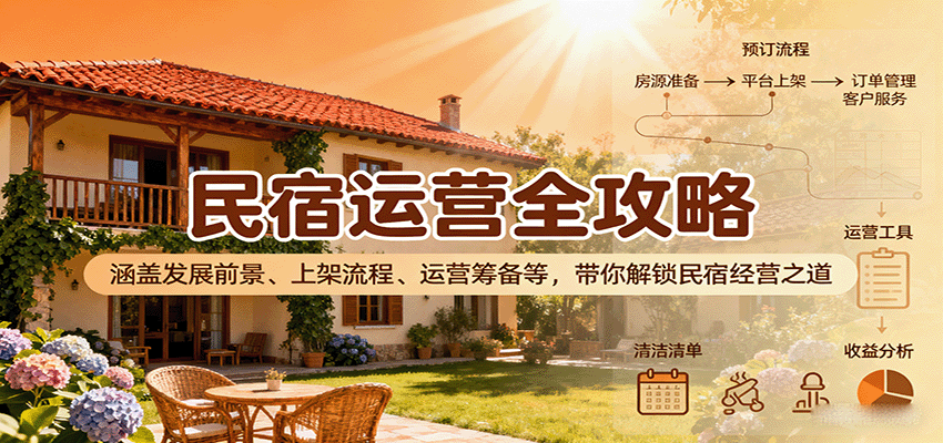 民宿运营全攻略：涵盖发展前景、上架流程、运营筹备等，带你解锁民宿经营之道-宇文网创