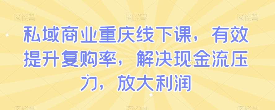 私域商业重庆线下课，有效提升复购率，解决现金流压力，放大利润-宇文网创