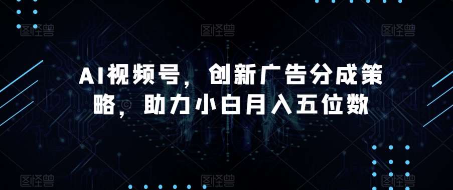 AI视频号，创新广告分成策略，助力小白月入五位数【揭秘】-宇文网创