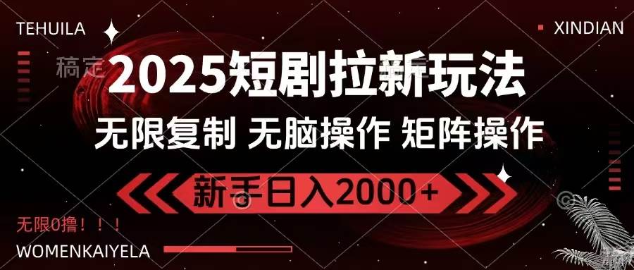 （14429期）2025短剧拉新玩法，无需注册登录，无限0撸，无脑批量操作日入2000+-宇文网创