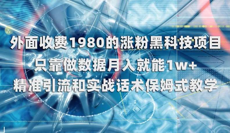 外面收费1980的涨粉黑科技项目,只靠做数据月入就能1w+【揭秘】-宇文网创