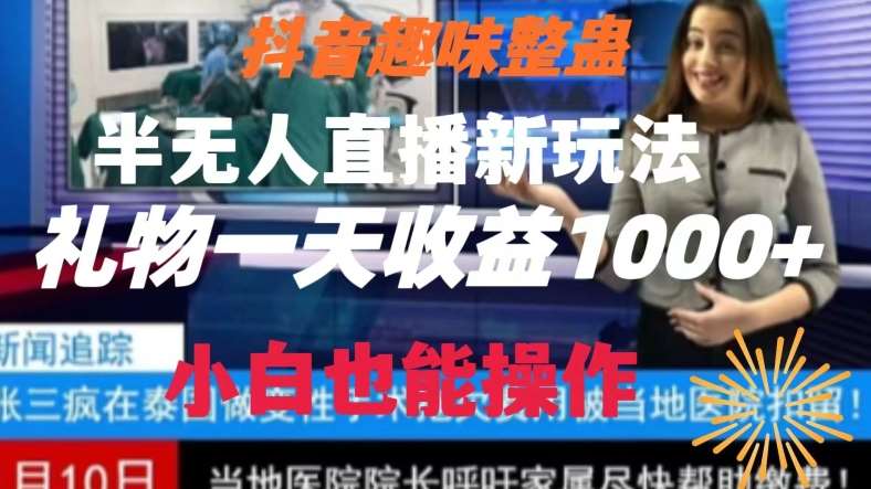 抖音趣味整蛊半无人直播新玩法，礼物收益一天1000+小白也能操作【揭秘】-宇文网创