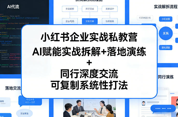 小红书企业实战私教营，AI赋能实战拆解+落地演练+同行深度交流，可复制系统性打法-宇文网创
