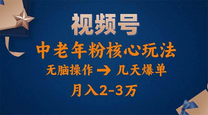 （11288期）视频号火爆玩法，高端中老年粉核心打法，无脑操作，一天十分钟，月入两万-宇文网创