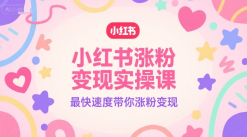 小红书涨粉变现实操课，最快速度带你涨粉变现-宇文网创