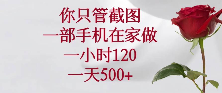 （14248期）你只管截图，一部手机在家做，一小时120，一天500+-宇文网创