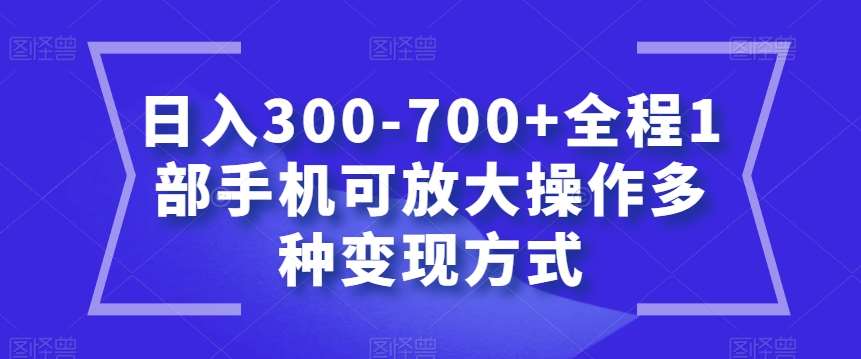 日入300-700+全程1部手机可放大操作多种变现方式【揭秘】-宇文网创
