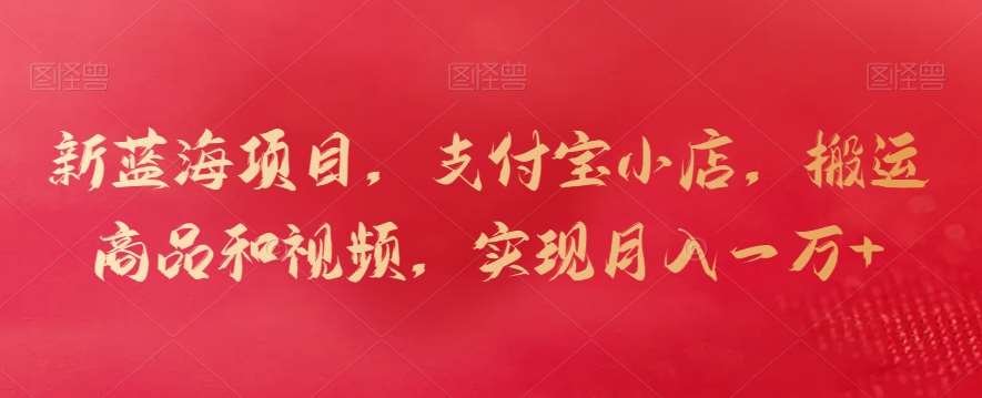 新蓝海项目，支付宝小店，搬运商品和视频，实现月入一万+【揭秘】-宇文网创