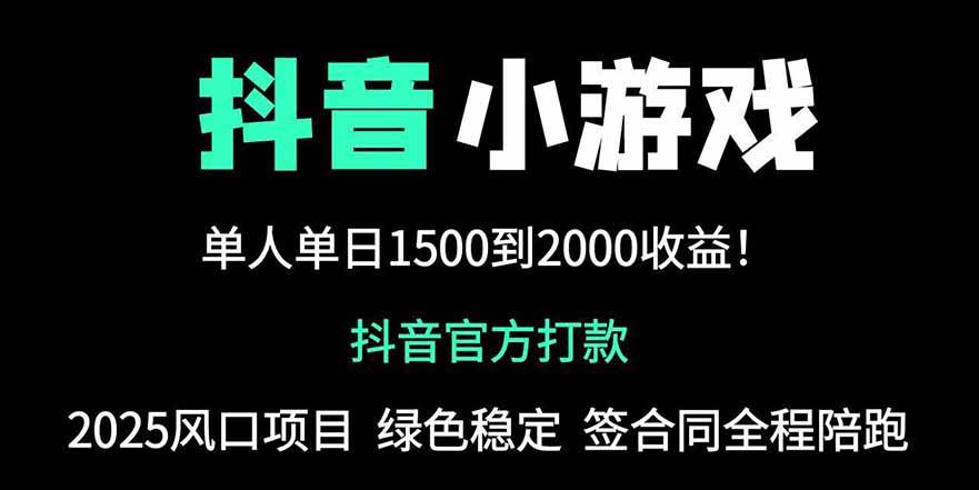 （14527期）抖音官方小游戏2025全网最新玩法，暴利赚钱项目，单机日入2000+，绝不…-宇文网创