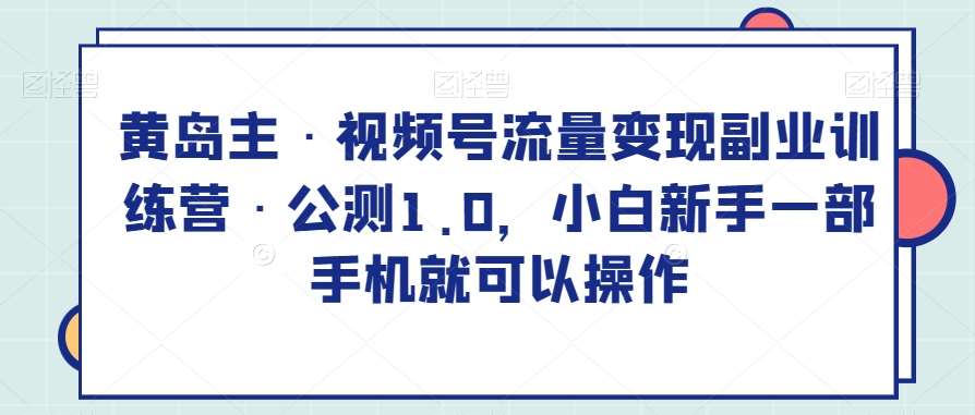 黄岛主·视频号流量变现副业训练营·公测1.0，小白新手一部手机就可以操作-宇文网创