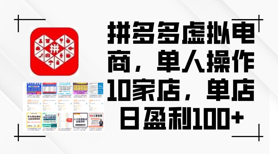 （12267期）拼多多虚拟电商，单人操作10家店，单店日盈利100+-宇文网创