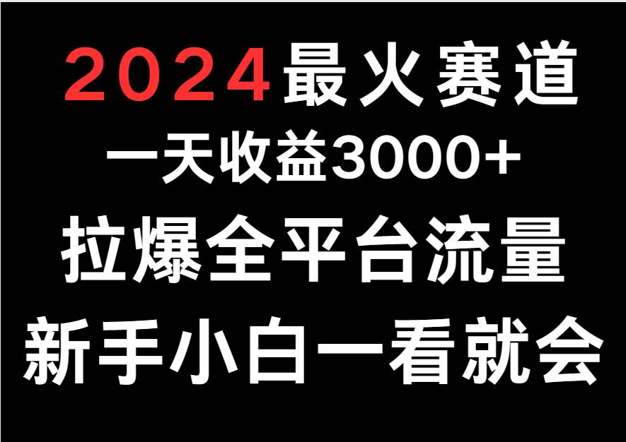 2024最火赛道，一天收一3000+.拉爆全平台流量，新手小白一看就会-宇文网创