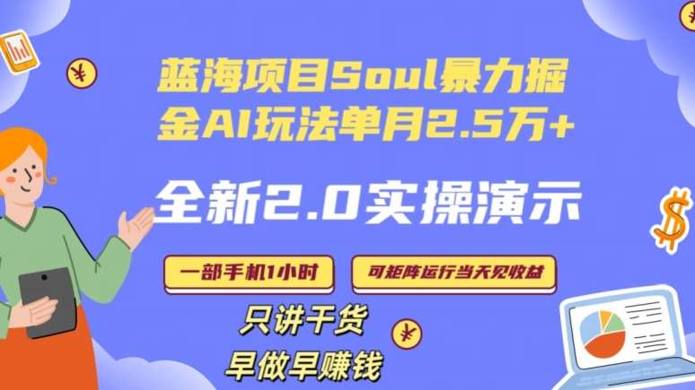 Soul怎么做到单月变现25000+全新2.0AI掘金玩法全程实操演示小白好上手【揭秘】-宇文网创
