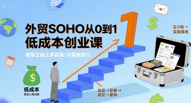 外贸SOHO从0到1低成本创业课，能够立刻上手实操与落地执行-宇文网创