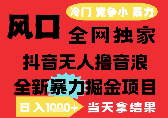25年6月高爆抖音无人直播最新撸音浪掘金项目，解放双手小白可做，无脑日入1k+，门槛低【揭秘】-宇文网创