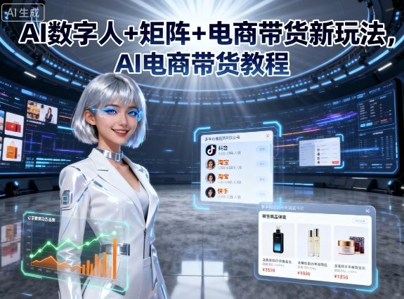 AI数字人+矩阵+电商带货新玩法，AI电商带货教程-宇文网创