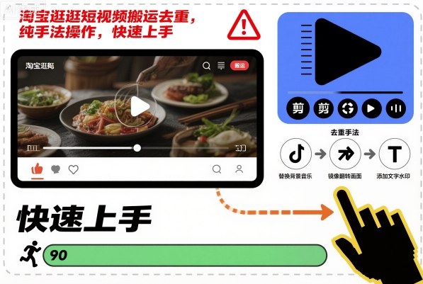 淘宝逛逛短视频搬运去重，纯手法操作，快速上手-宇文网创