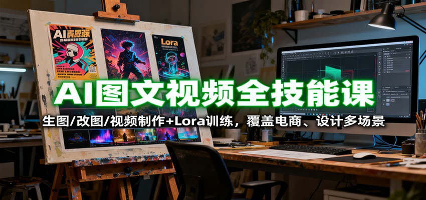 AI图文视频全技能课：生图/改图/视频制作+Lora训练，覆盖电商 、设计多场景-宇文网创