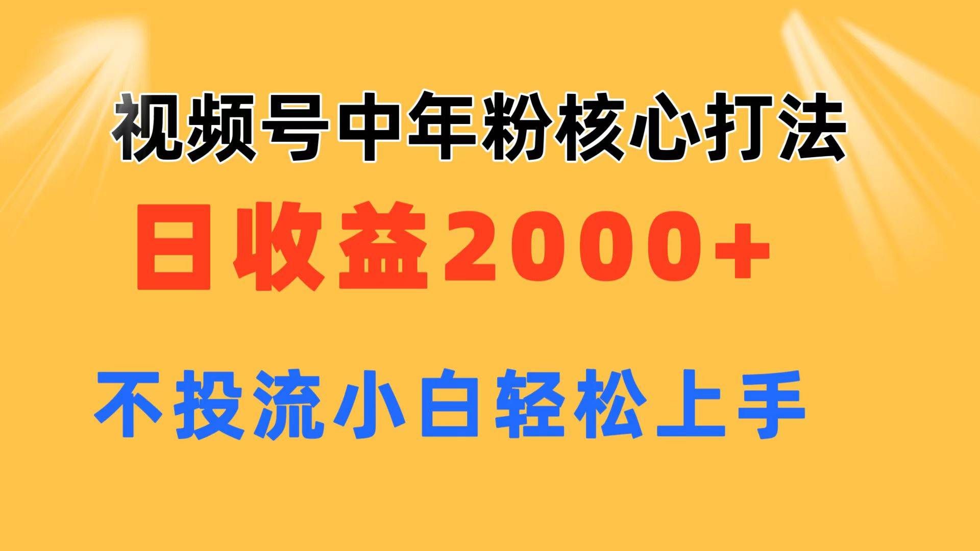 （11205期）视频号中年粉核心玩法 日收益2000+ 不投流小白轻松上手-宇文网创