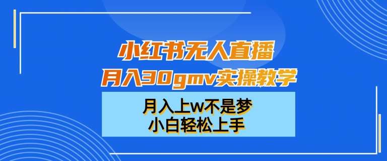 小红书无人直播月入30gmv实操教学，月入上w不是梦，小白轻松上手【揭秘】-宇文网创