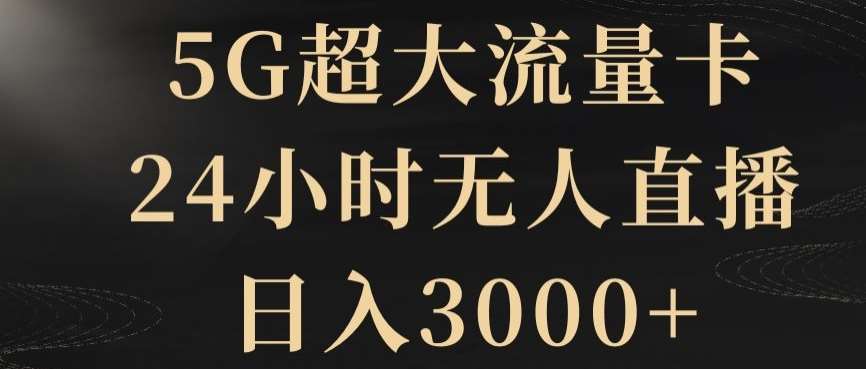 5G超大流量卡，24小时无人直播，日入3000+【揭秘】-宇文网创