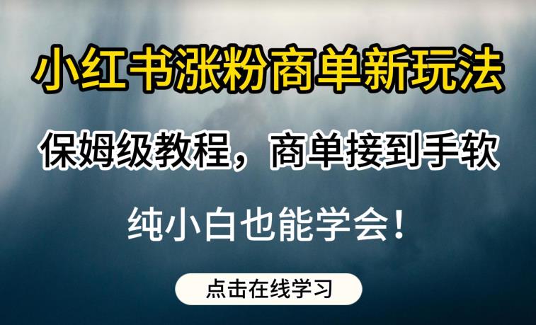 小红书涨粉商单新玩法，保姆级教程，商单接到手软，纯小白也能学会【揭秘】-宇文网创