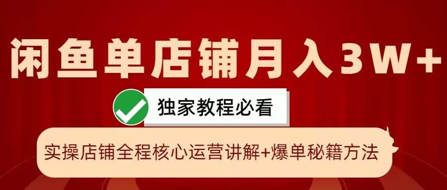 闲鱼单店铺月入3W+实操展示，爆单核心秘籍，一学就会【揭秘】-宇文网创