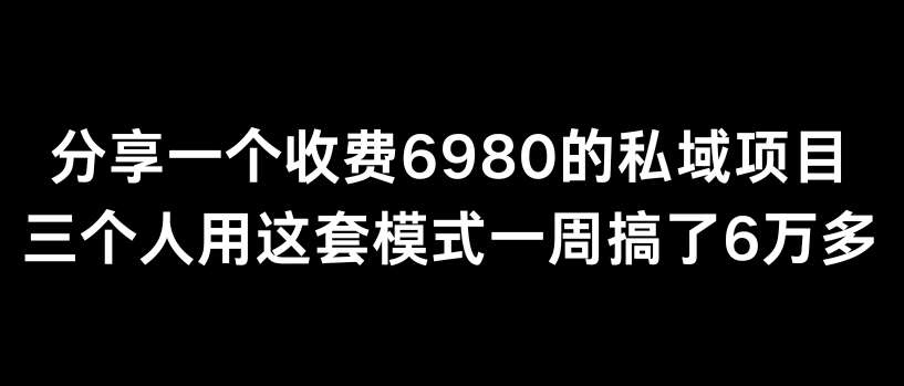 分享一个外面卖6980的私域项目三个人用这套模式一周搞了6万多【揭秘】-宇文网创
