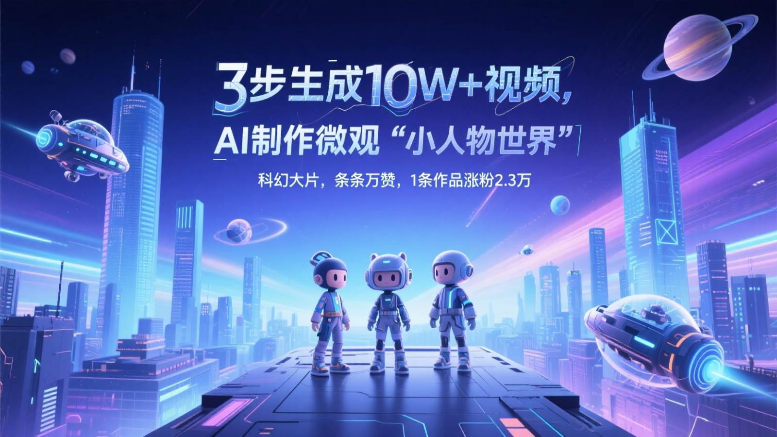 三步生成10W+视频，AI制作微观“小人物世界”科幻大片，条条万赞，1条作品涨粉2.3万-宇文网创