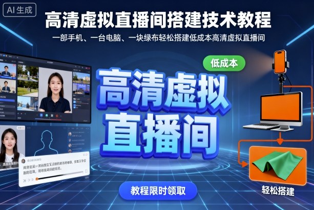 高清虚拟直播间搭建技术教程，一部手机、一台电脑、一块绿布轻松搭建低成本高清虚拟直播间-宇文网创