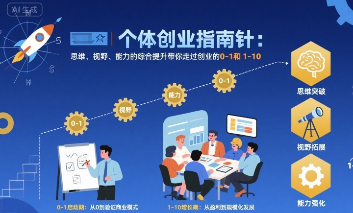 个体创业指南针，思维、视野、能力的综合提升带你走过创业的0-1和1-10【音频】-宇文网创