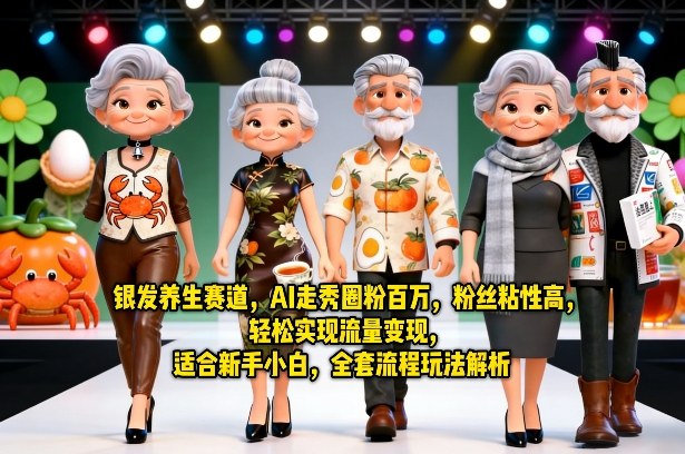 银发养生赛道，AI走秀圈粉百万，粉丝粘性高，轻松实现流量变现，适合新手小白，全套流程玩法解析-宇文网创