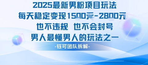 2025最新男粉项目玩法每天变现1k+也不违规也不会封号男人最懂男人的玩法-宇文网创