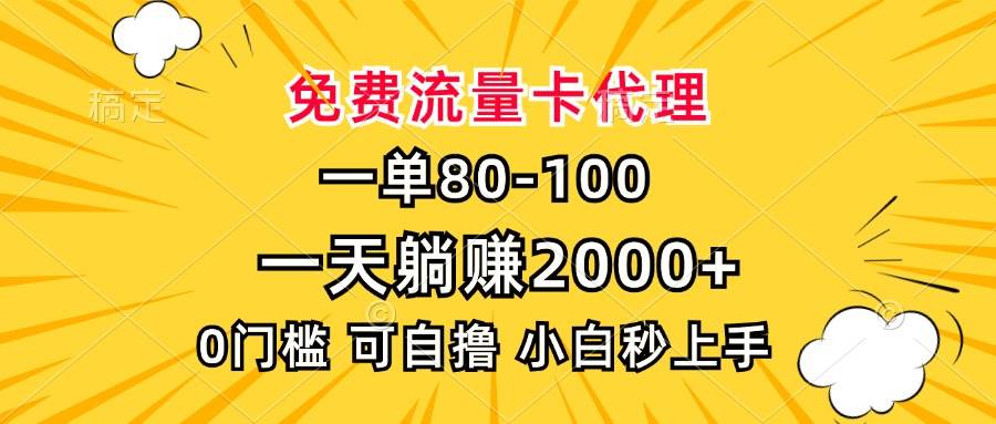 （13551期）一单80，免费流量卡代理，一天躺赚2000+，0门槛，小白也能轻松上手-宇文网创