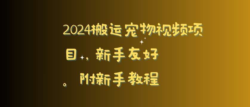 2024搬运宠物视频项目，新手友好，完美去重，附新手教程【揭秘】-宇文网创