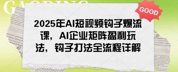 2025年AI短视频钩子爆流课,AI企业矩阵盈利玩法,钩子打法全流程详解-宇文网创