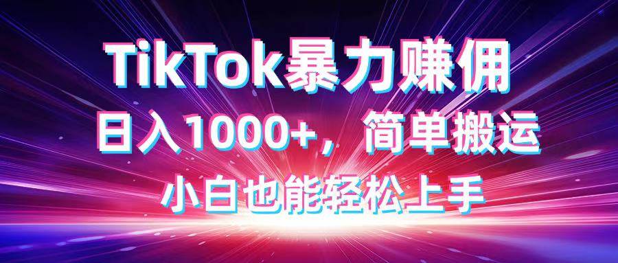 （14402期）TikTok搬运暴力赚佣，日入1000+，简单搬运，小白也能轻松上手-宇文网创