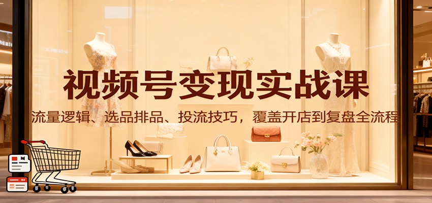 视频号变现实战课：流量逻辑、选品排品、投流技巧，覆盖开店到复盘全流程-宇文网创