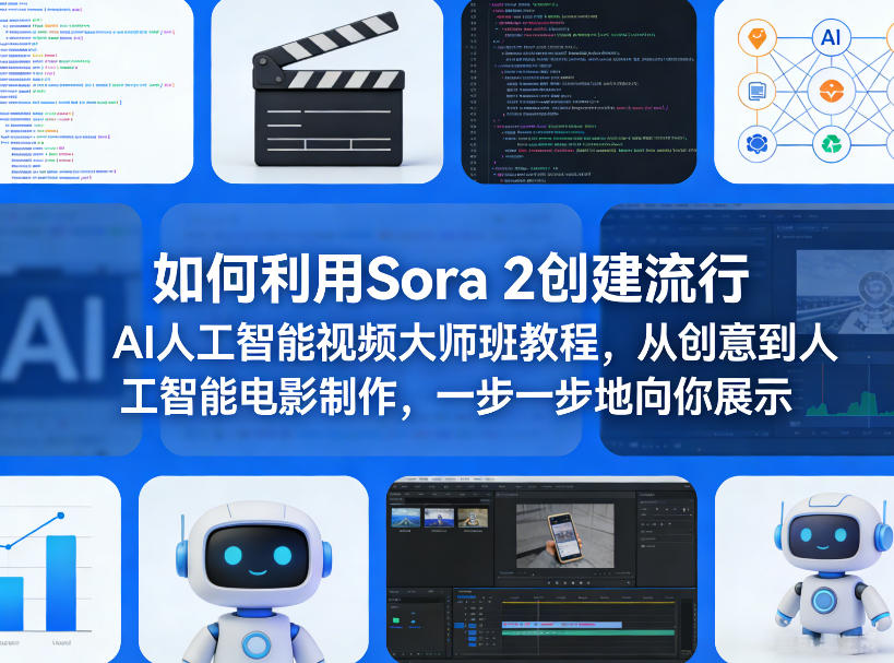 如何利用Sora 2创建流行AI人工智能视频大师班教程，从创意到人工智能电影制作，一步一步地向你展示-宇文网创