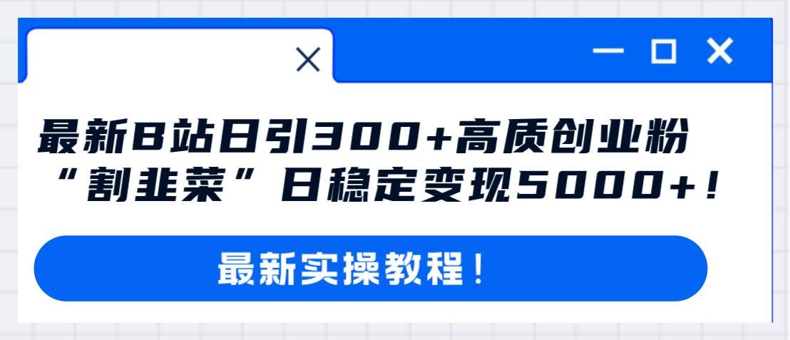（8216期）最新B站日引300+高质创业粉教程！“割韭菜”日稳定变现5000+！-宇文网创