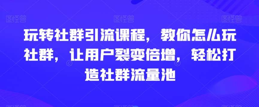 玩转社群引流课程，教你怎么玩社群，让用户裂变倍增，轻松打造社群流量池-宇文网创