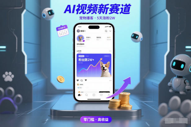 AI视频新赛道，宠物播客仅注册5天涨粉2W，收益非常可观-宇文网创