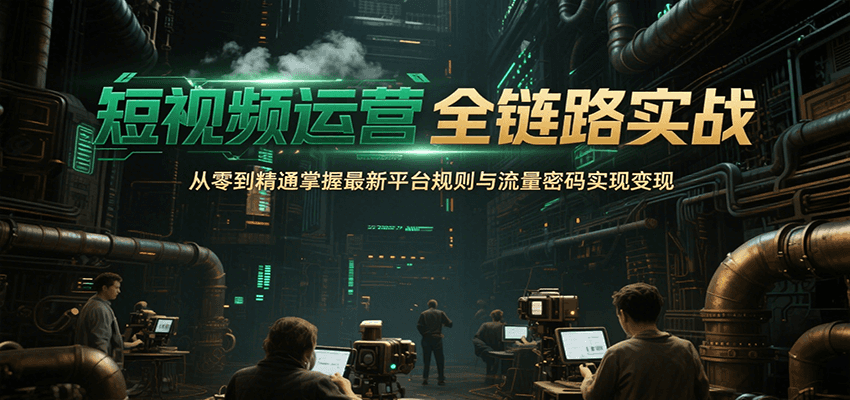 短视频运营全链路实战，从零到精通掌握最新平台规则与流量密码实现变现-宇文网创